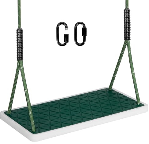 WWFFEN Gunga trädgård, halkfri trädgunga förtjockad mjuk gummi gungsits set med justerbart rep (130 cm – 200 cm) lämplig för lekplats utomhus trädgårdsgunga, grön/270 kg