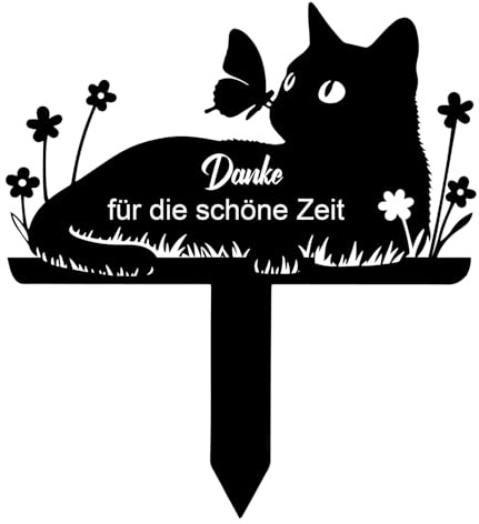 Wondramble Pietra tombale di gatto per esterni, resistente alle intemperie, spina da giardino, lavagna commemorativa, in acciaio inox, 25 cm (gatti)