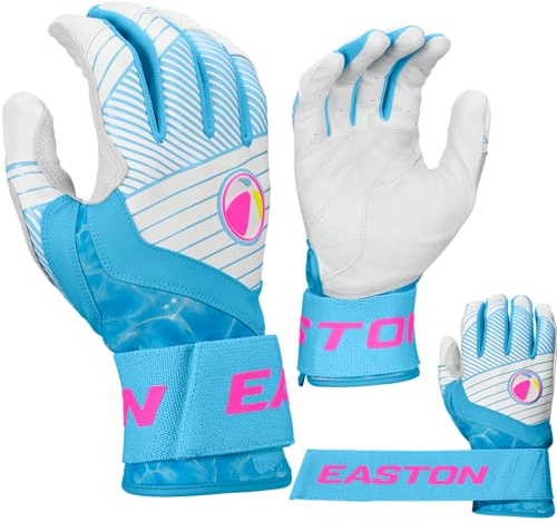 Easton Walk-Off Ethos Blocked Baseball Batting Gloves | Compression Wrist Strap | Pool Party | Adult M