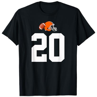 Americano Fútbol Casco Estilo Vintage Número 20 Camiseta