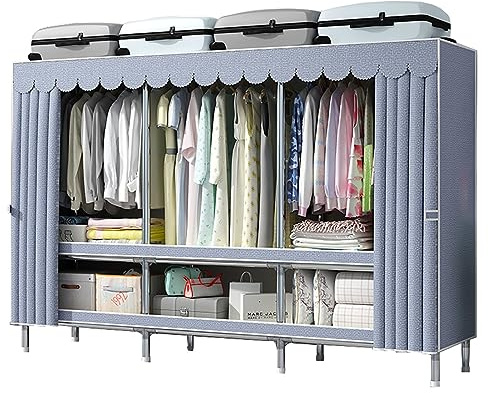 Med 3 förvaringshyllor och hängstänger, 26 mm klädgarderob i stål, non-woven tyg, for sovrum/F/250 * 45 170 cm
