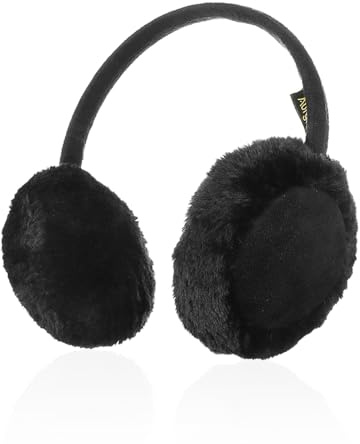 Aurya Kids Classic Ear Warmers/Earmuffs-Winter Faux Fur Warm Ear Muffs for Boys and Girls (Black)