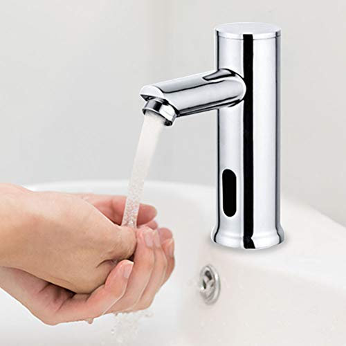 Modonghua, rubinetto per lavabo con sensore automatico, rubinetto per lavabo con acqua fredda alimentato a batteria per cucina e bagno