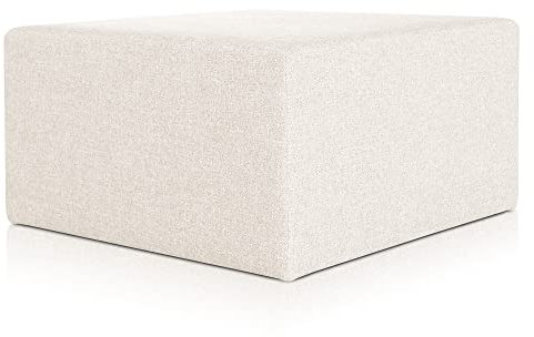 Deshome Pouf hocker Fußstütze 83x83x44 cm Wasserabweisender Stoff: Modernes Design Pouf für Sofa Wohnzimmer Schlafzimmer, Puff hocker, Pouffe Minerva Cremeweiße