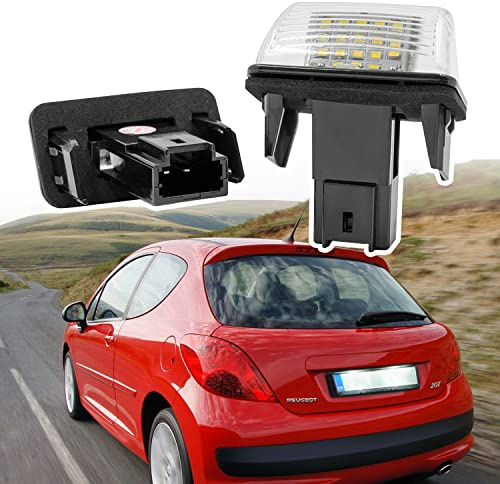 njssjd Lot de 2 feux plaque d'immatriculation LED pour Peuge0t 206 207 306 307 308 406 407 5008 Citr0ën C3 C4 C5 Berlingo Saxo Xsara 4D 5D Canbus sans erreur