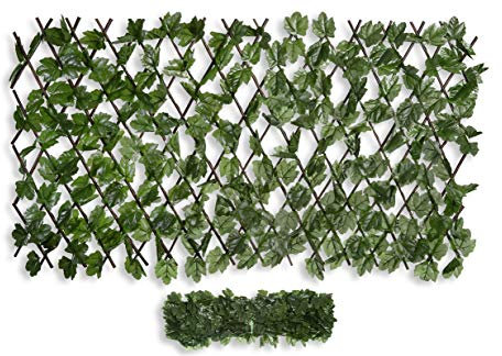 HERSIG - Celosia Extensible - Celosias para Terraza Exterior con Hojas Oscuras Decorativas (60x180cm) - Celosia Terraza - Decoracion Jardin Exterior - Celosias Decorativas Resistentes