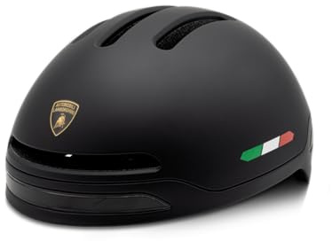 Automobili Lamborghini Smart Helmet Advanced con Luce Frontale e Indicatori di Direzione integrati, Unisex, Taglia Unica, Nero