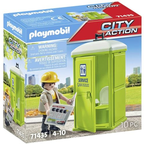 Playmobil 71435 City Life Portable Toilet, City Cleaner Educational Toy, Imaginative Role-Play, PlaySets Suitable for Children Ages 4+