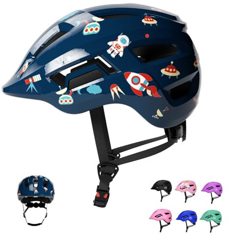 XJD Fahrradhelm Kinder, Kinderhelm für 2-8 Jahre Mädchen und Jungen, Skaterhelm Baby Verstellbar, Helm Fahrrad Kleinkind für Roller Scooter, Sporthelm (Dunkelblau Astronaut, XS)