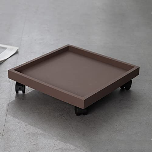 Topfpflanzenständer auf Rollen Pflanzenbehälter Heavy Duty mit verschließbaren Rollen Pflanzenhalter Blumentopfhalter Blumenkarre für Außen Rollwagen (Kaffee 30 cm