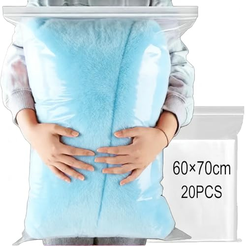 GESDYO Lot de 20 grands sacs de rangement de vêtements de voyage étanches refermables en plastique Idéal pour ranger de grands manteaux, vêtements, couettes, etc. 60 x 70 cm