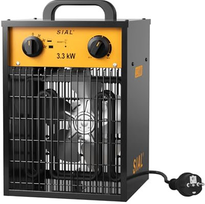SIAL Industriale Riscaldamento 3300 W - Termoventilatore - Radiatore Elettrico - Adatto per Cantieri, Negozi, Garage, Scantinati(Nero)