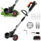 Tondeuse à Gazon ÉLectrique à Batterie, Tondeuse à Gazon Portative 24V avec Roues, Tige Télescopique, Peu Bruyante, Tondeuse De Jardin sans Fil pour Une Tonte Rapide du Jardin (avec Une Batterie)