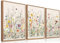 BINCUE Blumen Leinwand Wandkunst,Aquarell Blumen Wandbilder,Bunte Wildblumen Bilder,Blumen Wanddekoration,Botanische Deko Wohnzimmer Schlafzimmer Zuhause Dekoration, Rahmen,30x40cm x3