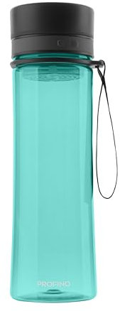 PROFINO Infuze Trinkflasche Auslaufsicher mit Obsteinsatz/Sieb, 600ml, Flasche mit weiter Öffnung für leichte Befüllung und Reinigung - Spülmaschinenfest - Durchsichtig - BPA frei