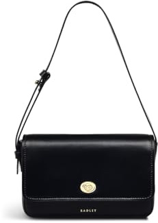 RADLEY London Magpie Lane Women's Small Leather Flapover Shoulder Bag, Black