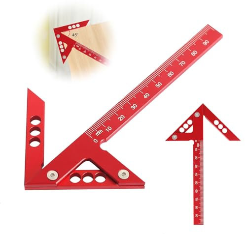 Bebochoi Buscador Central Indicador de Línea de Calibre Central 100 Mm, Escuadra Carpintero para Medir Madera, 45 ° 90 ° Regla de Carpintero Regla de Línea, para Marcar Líneas y Medir