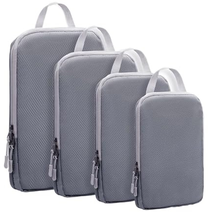 Cubi di imballaggio a compressione, cubetti da viaggio a 4 pari per imballaggio, sacchetti di trasporto sottovuoto riutilizzabili, cubi di imballaggio set di compressione, borse da imballaggio