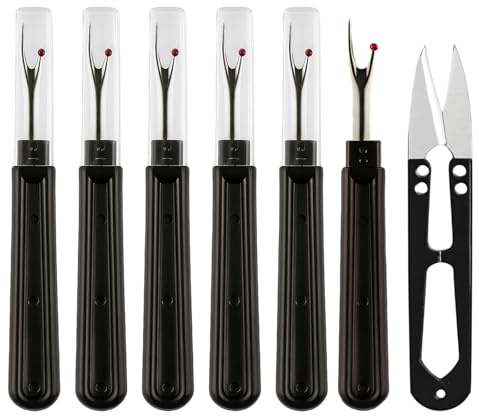 7 Stück Nahttrenner, Auftrenner Für Nähte, Nahtauftrenner Und Nahttrenner Profi, 6 Seam Ripper Und 1 Schere In Schwarz