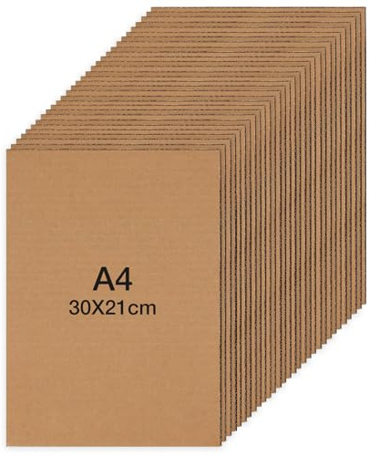 30 Pcs A4 Corrugated Cardboard Sheets, Brown 3 Layered Kraft Board Easy to Use Cardboard Paper Versatile Use Kraft Pads Multifunctional Art Craft Papers Sheet for DIY Crafts, Arts, Painting, Modeling