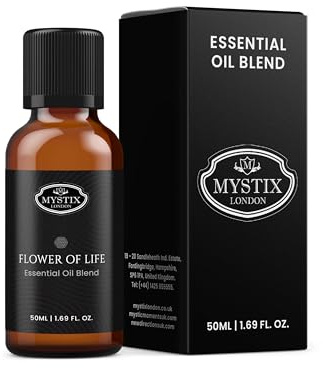 Mystix London | Flower of Life Spiritual Essential Oil Blend 50 ml | Cassia • Cypress • Frankincense • Grapefruit • Rosemary | Sacred Geometry & Creation | Vegan, GMO Free