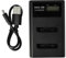 vhbw Dual USB Ladegerät kompatibel mit Prestigio Roadrunner 300, DC 8XS, Revue, DC 7XS Kamera/Akku - Ladeschale mit Display, 4,2 V