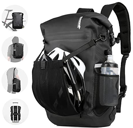 HUNTVP Bike Pannier Bag Backpack Multifunctional Bicycle Bag Cycling Bicycle Rear Seat Trunk Pack Bag Bike Saddle Bag Backseat Pack Bag with Helmet Cover (Black)