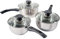 Kabalo Lot de 3 casseroles en acier inoxydable et couvercles en verre avec poignées