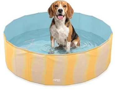 AQPET AqpetFriends Piscina in plastica per Cane Animali Domestici Pieghevole da Giardino Fantasia Sea, 120 x 30 cm