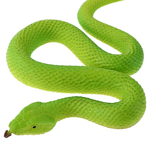 Amaxiu Figurines de Serpent élastiques, modèle de Serpent de forêt tropicale de Serpent en Caoutchouc, Accessoires de Jardin de Faux Serpents Python pour la décoration de fête d'halloween (vert)
