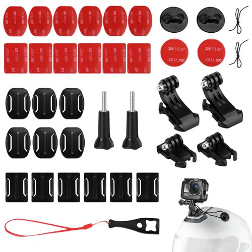 Soporte para Casco de Cámara Kit, Soporte de Casco para GoPro, 33 Piezas Almohadillas Adhesivo de Montaje, Montura Adhesiva para Casco Compatibles con GoPro Hero 4/5/6/7/8 y Otras Cámaras de Acción
