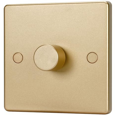 Aroidful 5-200W LED Dimmer Switch - 1 Gang 2-Way, Push On/Off, Rotary Trailing Edge Dimmer for Dimmable LED Lights, Incandescent & Halogen (Gold)