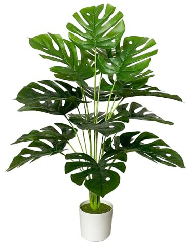 AIVORIUY Artificial Areca Palm Plant Fake Tropical Tree Perfect Faux Plants in Pot for Indoor Outdoor House Home Office Wedding Garden Modern Decoration Housewarming Gift (75cm Large Monstera Palm)