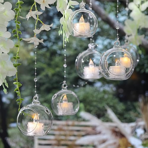 LETINE 12pcs Assorted Glass Orb Set, with 2.17 and 1.93 Spheres | Hanging Glass Tealight Holder Globe, Air Plant Terrarium Supplies for Wedding Favors, Valentine's Day Decorations