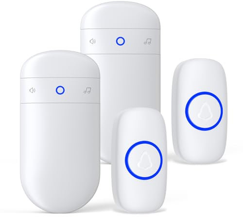 Wireless Doorbell, SECRUI Electric Cordless Door Chime IP55 Waterproof Battery Operated Door Bell, Operated at 1000ft Long Range with 58 Melodies 5 Volume 2 Plug in Receivers Easy Install for Home