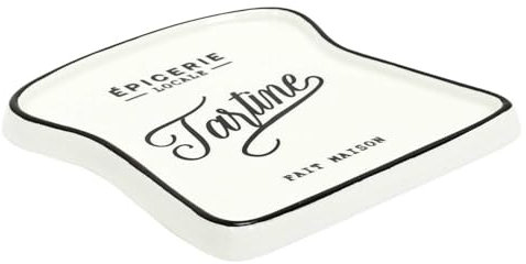HOME DECO FACTORY, KA5978 - Plato de Tostadas de diseño Elegante en Piedra, Ideal para almuerzos y cenas, Duradero y fácil de Limpiar, Dimensiones 17 x 16 cm, Colores Blanco y Negro