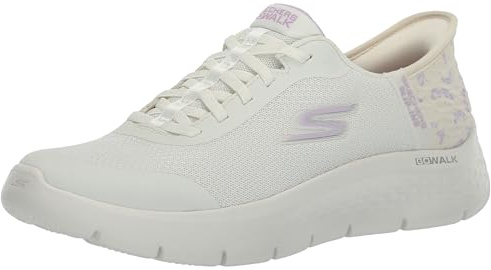 Skechers Women's Go Walk Flex Eva Hands Free Slip-ins Sneaker, Natural/Purple, 6 UK Wide