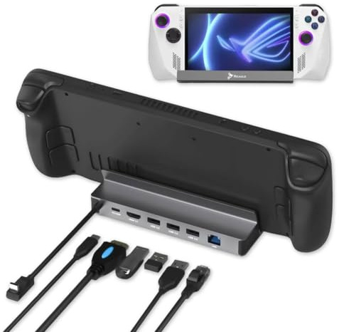 Reagle 6-in-1 Docking Station für Steam Deck und Asus ROG Ally – USB-C HUB mit HDMI 2.0 4K@60Hz, Schnelles PD 100W Laden, 3X USB 3.0 Ports, Gigabit-LAN 1000 Mb/s, Kompatibel mit MacBook Air/Pro