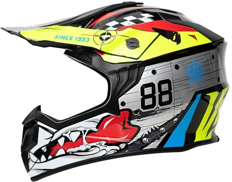 Casco de motocross para hombres, mujeres y jóvenes, certificación ECE 22.06, casco de moto, casco de ciclismo con visor, casco de moto, casco de cara completa, con ventilación, para scooter, esquiar,