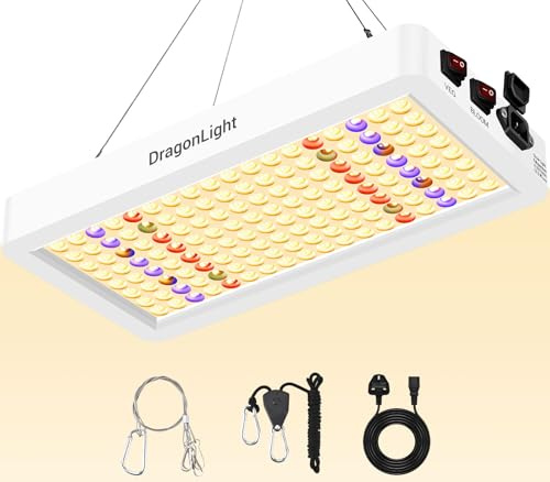 DragonLight 2025 Newest LED Grow Lights BW2000 Sunlight Double Chips Full Spectrum with 3-Metre Cable for Greenhouse and Indoor Plant Veg and Flower Growing[White]