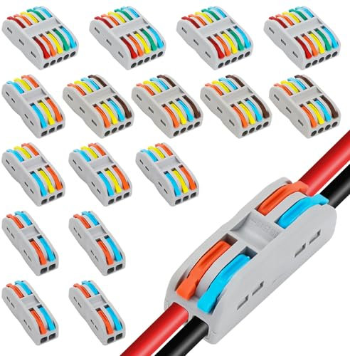 16 Packs Wire Connectors Push,Electrical Connectors Fit 2/3/4/5-Port,Cable Connector Block,Electric Wire Connectors,Terminal Block With Levers,Electrical Wire Connectors For Lighting,Sockets,Circuits