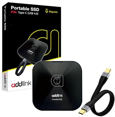Addlink SSD externo portátil magnético P30 de 2 TB, hasta 4,000 MB/s, USB tipo C 4.0 de 40 Gbps, para creador, compatible con video ProRes 4K 120Hz, compatible con iPhone 15 16, PC, laptop, Mac