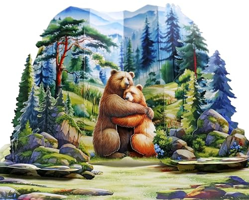 CUTPOPUP Bear Couple Pop Up Anniversary Cards, 3D Wedding Anniversary Card for Him Her Wife Husband Mum Dad, Birthday Card, Happy Valentines Day Cards Romantic (Bear Couple V2) US8-LO196UK