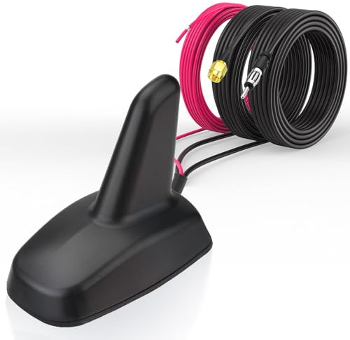 Bingfu Antena Coche Tiburón para Recepción de Señales FM/Am y GPS/BeiDou GNSS, Alta Gain de 28 dB LNA, IP65 Resistente al Agua, 9-16 V CC, para Coche, Camión, Autocaravana, SUV, Color Black