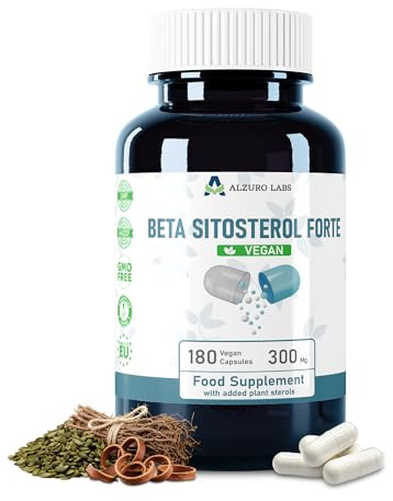 Alzuro Labs Beta-Sitosterol | 300 mg | 180 Veganska Kapslar | 6 Månaders Förbrukning | Rik på Växtsteroler | GMP & Testad av Oberoende Laboratorium