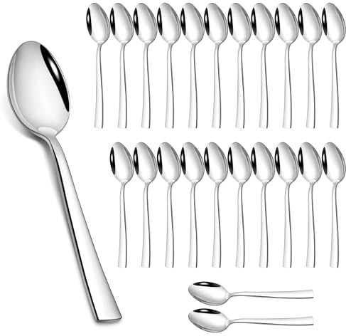 Homikit Matskedar 24 stycken, 19,4 cm rostfritt stål soppskedar müslisked, stor sked bordssked för hem/restaurang/hotell, elegant och modern, högglanspolerad, diskmaskinssäker