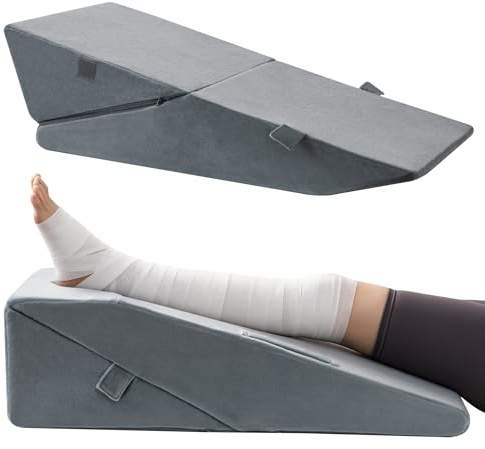 Ganondorf 2-in-1 Leg Elevation Pillow for Post Surgery – 8 & 10 Adjustable Premium Foam Leg Pillow, Knee Replacement, Hip & Back Pain Relief, Swelling Support with Handle Removable Washable Cover