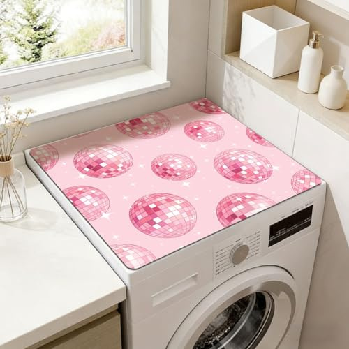 SUPERDANT Tappetino per Lavatrice 23.6x19.7Pollici 60x50cm Copertura Superiore Asciugatrice Protettore Superiore Asciugatrice Tappeto Lavanderia Facile da Pulire Modello Decorativo Disco Ball