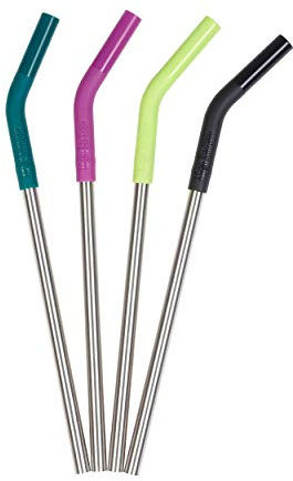 Klean Kanteen Straw 4-pack, Stainless Steel with Safe, Removable Silicone Tips - 8mm Diameter - Multi-Color, One Size (1005789)