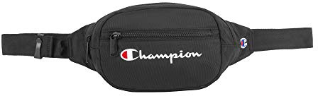 Champion unisex adult Waist Pack, Black/White Logo, One Size US